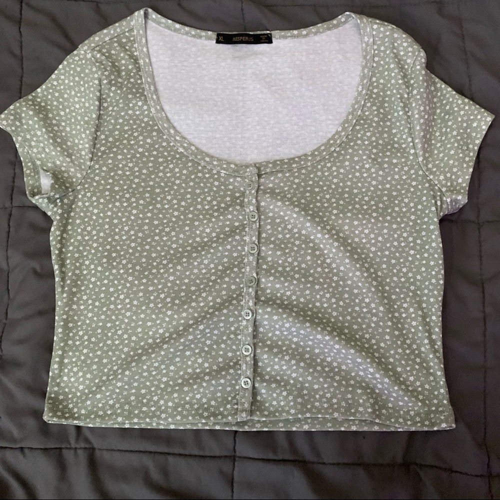 Light Green Floral Hesperus crop Top